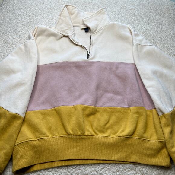 Universal Threads Quarter Zip Beige, Mauve, Gold Color Block Pullover Medium - Picture 3 of 9